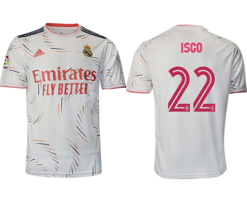Men 2021-2022 Club Real Madrid home aaa version white #22 Adidas Soccer Jersey->real madrid jersey->Soccer Club Jersey